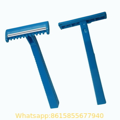 Twin blade disposable shaving razors with lubricant strip