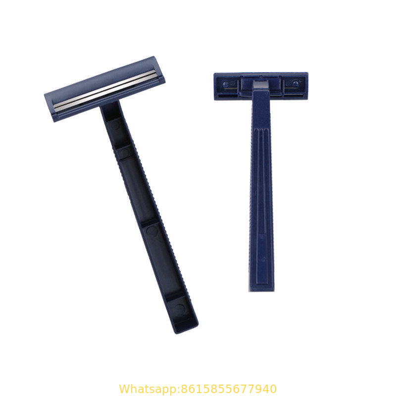 Mens plastic handle twin blade fixed head OEM hair removal disposable shaving razor