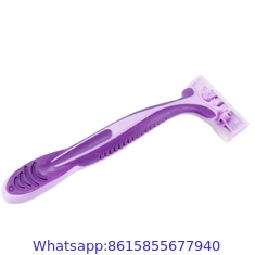 3 blades disposable recycled plastic and rubber handle female lady women disposable shaving razor