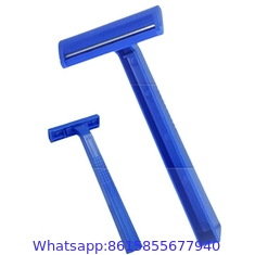 Twin Blade Disposable Shaving Razor Rubber Handle with Lubrication Strip