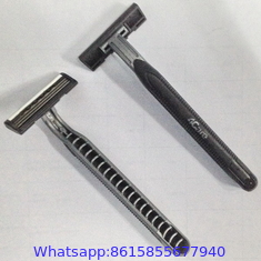 R311 rubber handle Triple blade disposable shaving razor with lubricant strip