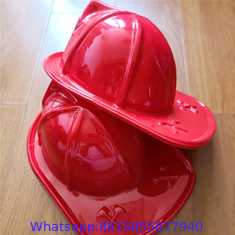 Child Size Red Plastic Fire Chief Hat Halloween Party Plasticfireman Helmet Hat