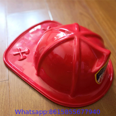 Child Size Red Plastic Fire Chief Hat Halloween Party Plasticfireman Helmet Hat