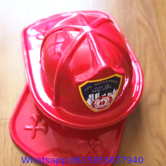 Child Size Red Plastic Fire Chief Hat Halloween Party Plasticfireman Helmet Hat