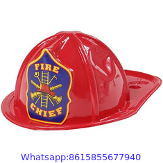 Child Size Red Plastic Fire Chief Hat Halloween Party Plasticfireman Helmet Hat