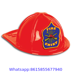 Child Size Red Plastic Fire Chief Hat Halloween Party Plasticfireman Helmet Hat