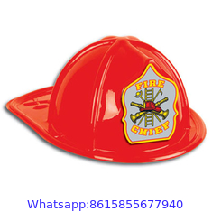 Child Size Red Plastic Fire Chief Hat Halloween Party Plasticfireman Helmet Hat