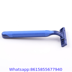 rubber handle twin triple blade disposable face shaving razor