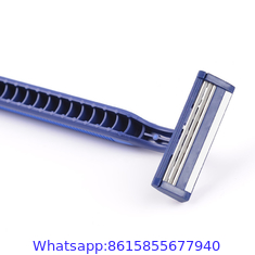 rubber handle twin triple blade disposable face shaving razor