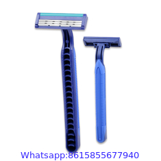 rubber handle twin triple blade disposable face shaving razor