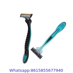 R319 Stainless Steel 3 Blade Disposable Razor Cheap Triple Blade Plastic Handle With Rubber Shaving Razor