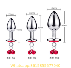 Colorful Stainless Steel Crystal Metal Butt Anal Sex Toys Anal Plug with Bell