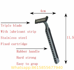 Triple blades disposable hotel shaving razor,removable shaving razor for man