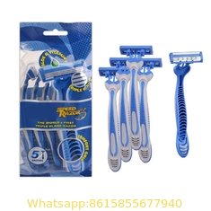 5pcs/bag sharp and safety triple three 3 blade disposable razor with TPR handle shaving razor blade for man and lady