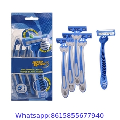 5pcs/bag sharp and safety triple three 3 blade disposable razor with TPR handle shaving razor blade for man and lady