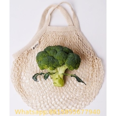 Hot Selling Reusable Fruit Vegetable Grocery Produce Tote Cotton String Mesh Net Shopping Bag With Long Handle