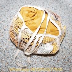 Reusable Grocery Mesh Bags Organic Cotton String Shopping Bags Produce Net Bags with Long Handle for Fruit Vegetable