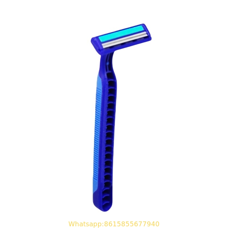 three layers shaver with head high quality rubber handle safety disposable razor Aloe Vera and Vitamin E Lubricating