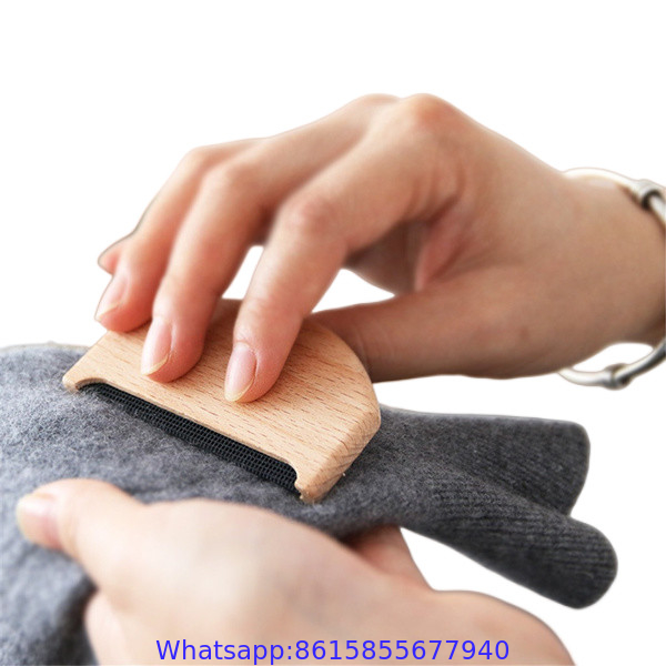 Free shipping with logo cotton pouch full set wooden Wooden Cashmere Sweater Comb for Cloth Brush