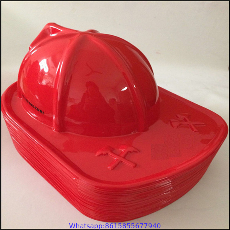 Child Size Red Plastic Fire Chief Hat