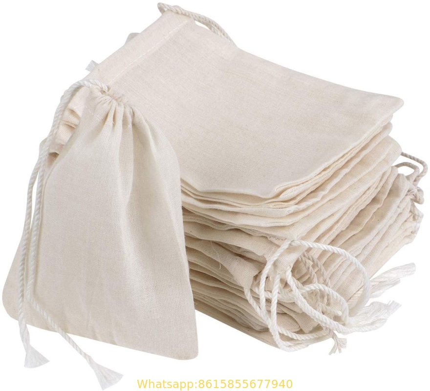 Rope Plain Cotton Muslin Bag