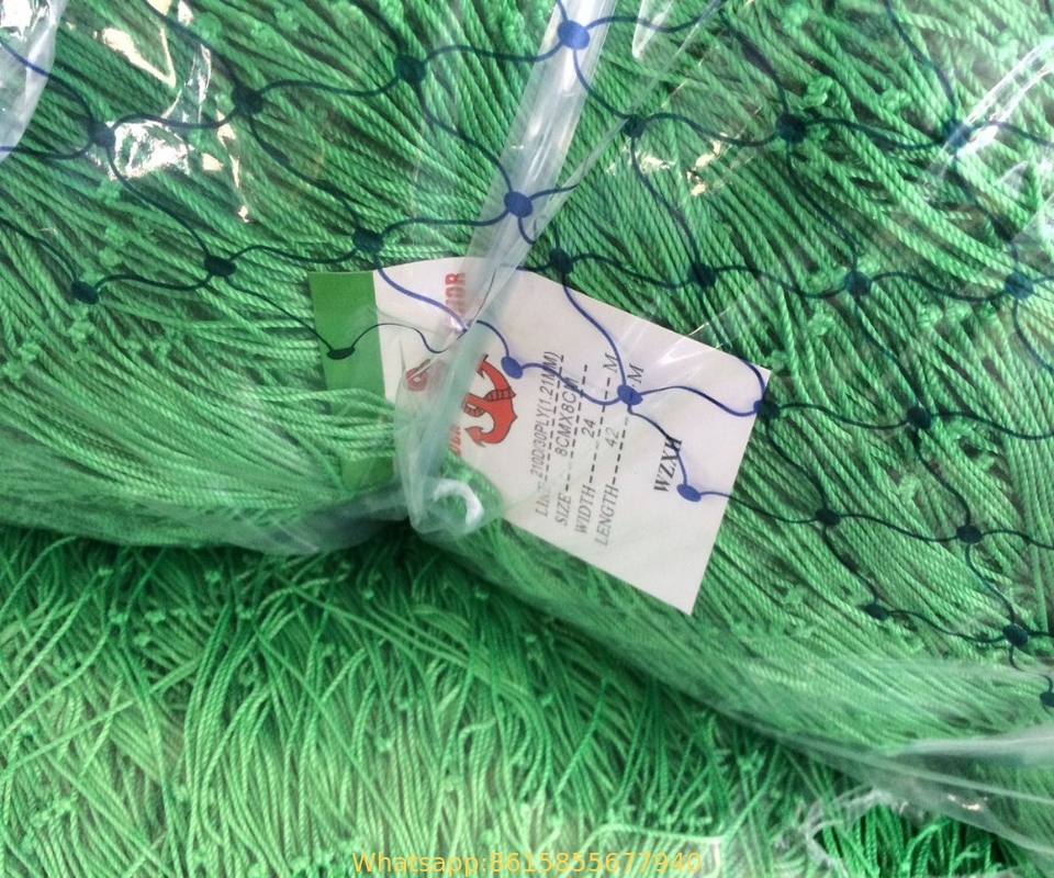 Nylon 210d/30ply Green Multifilament thailand fishing net