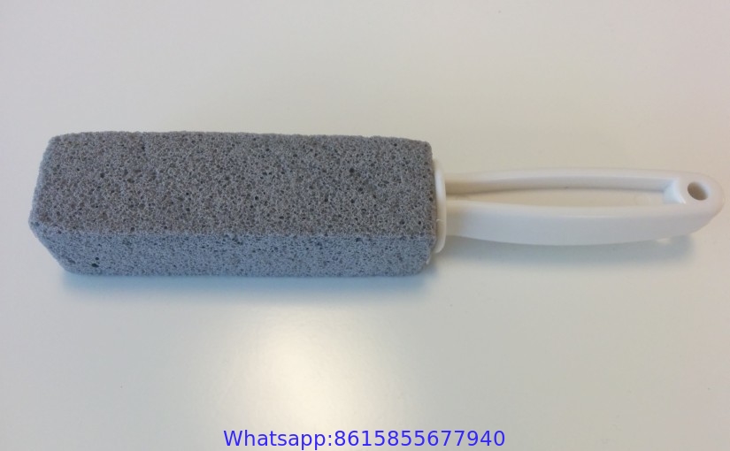 Pumice Stone Toilet Bowl Clean Brush with Handle, Remove Toilet Bowl Hard Water Rings, Calcium Buildup and Rust Suitable